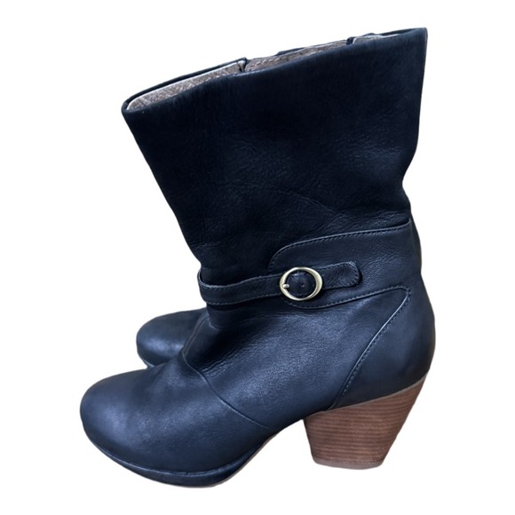 Dansko Pebbled Leather Heeled Boots Black Size 38 (7.5) Western Autumn - Picture 1 of 6